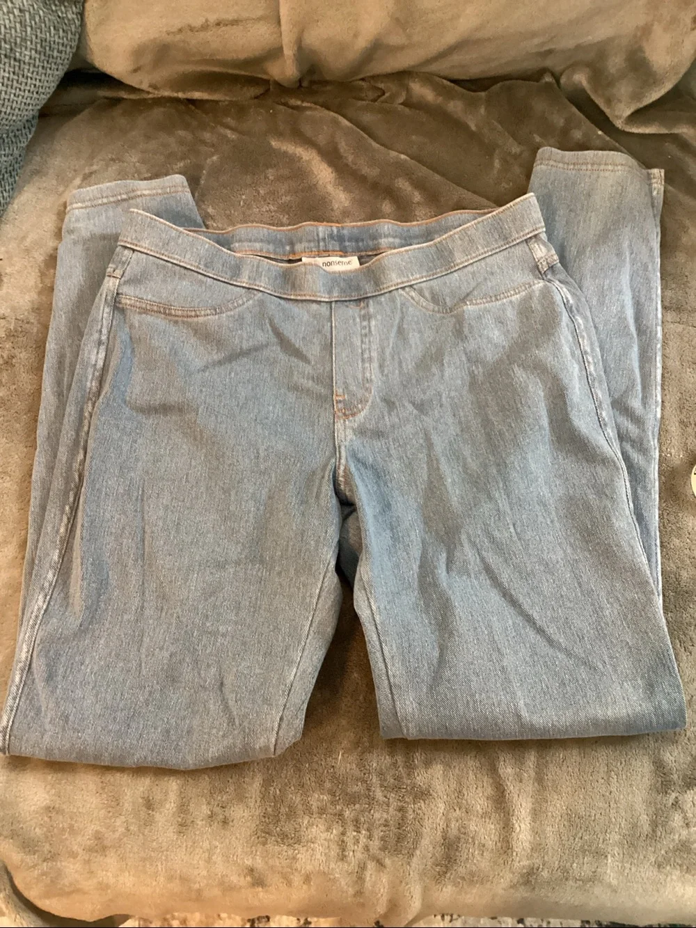 Classic Light Blue stretch pull on no zip jeans pants jeggings